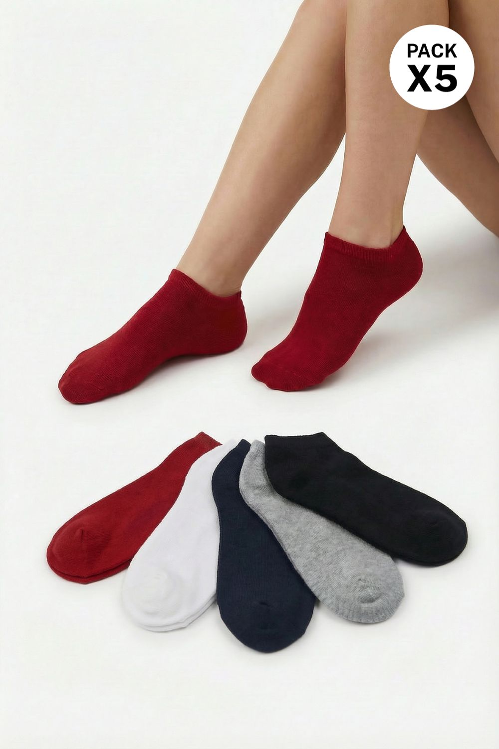 Medias taloneras paquete x5 en algodón